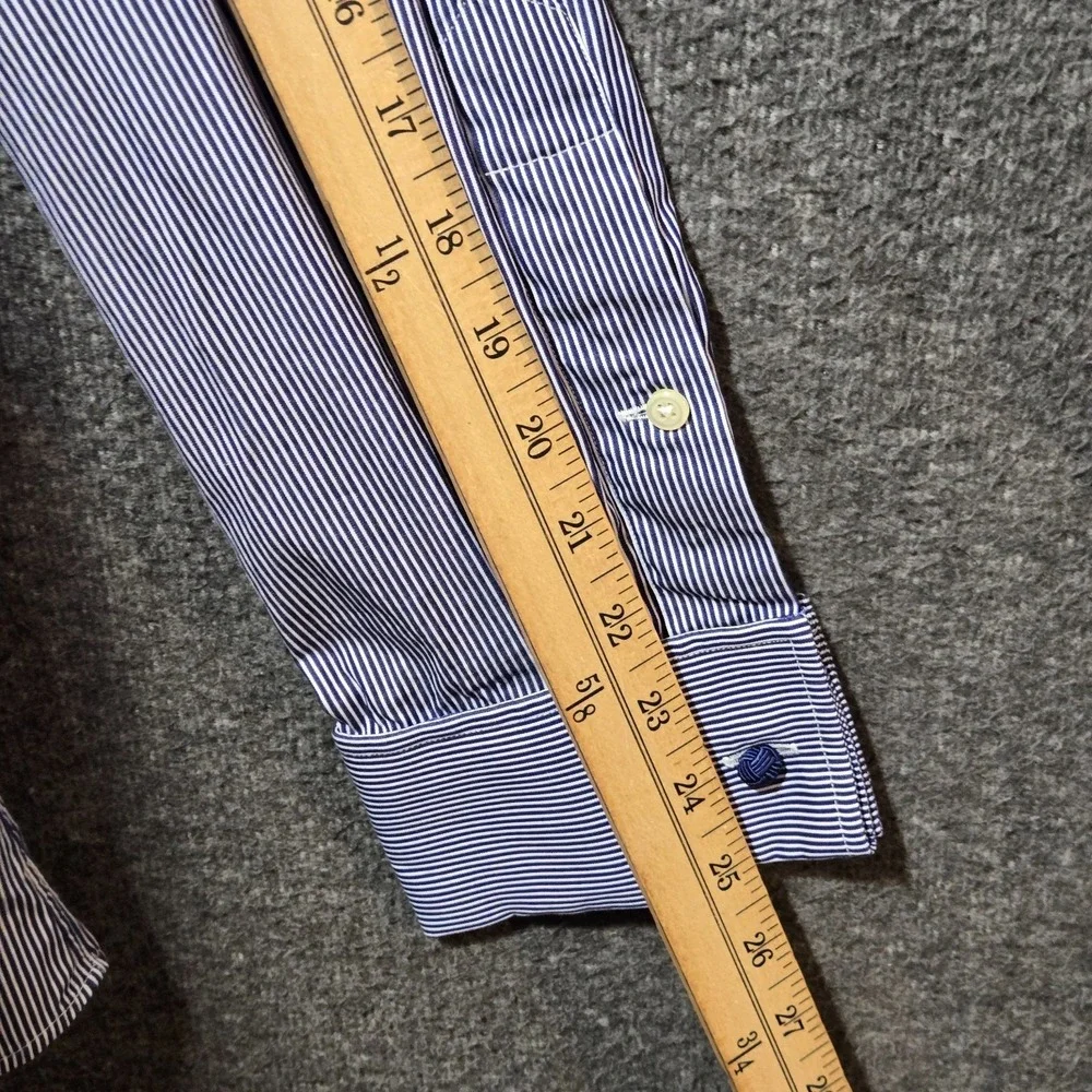 Polo Ralph Lauren Dress Shirt 15.5 32/33 Blue Striped Regent Custom Fit French